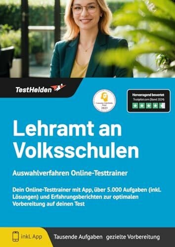 GmbH, eHEROES Lehramt an Volksschulen Aufnahmeprüfung Vorbereitung (Österreich): Online-Testtrainer inkl. App I + 5.000 Aufgaben mit Lösungen, Erfahrungsberichte, Austausch in Community uvm!