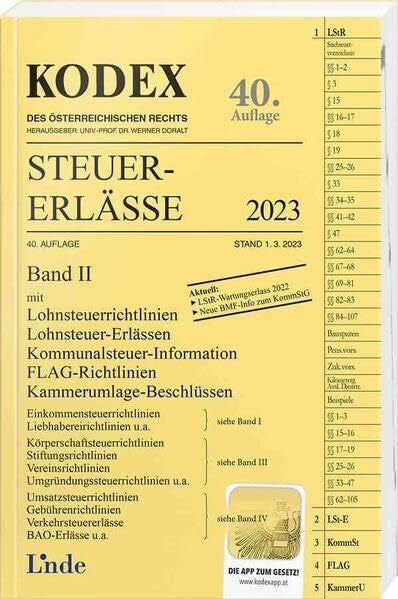 Doralt, Werner KODEX Steuer-Erlässe 2023, Band II (Kodex des Österreichischen Rechts)
