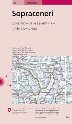 Bundesamt für Landestopografie swisstopo 43 Sopraceneri: Locarno - Valle Leventina - Valle Mesolcina (Landeskarte 1:100 000, Band 43)