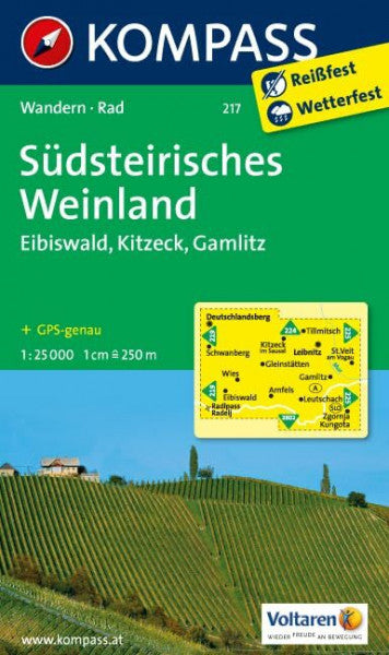 KOMPASS-Karten GmbH Südsteirisches Weinland - Eibiswald - Kitzeck - Gamlitz: Wanderkarte mit Radrouten. GPS-genau. 1:25000 (KOMPASS Wanderkarte, Band 217)