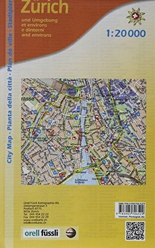 Orell Fussli Zurich and environs - Official City Map with street Index (English, French, Italian and German Edition)