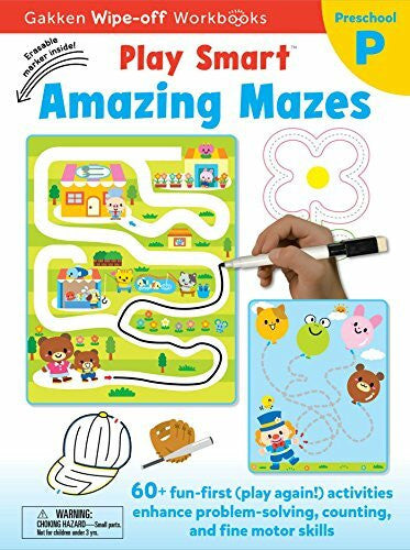 Gakken Publishing Play Smart Amazing Mazes Ages 2-4: At-home Write-off Workbook with Erasable Marker (Volume 16)