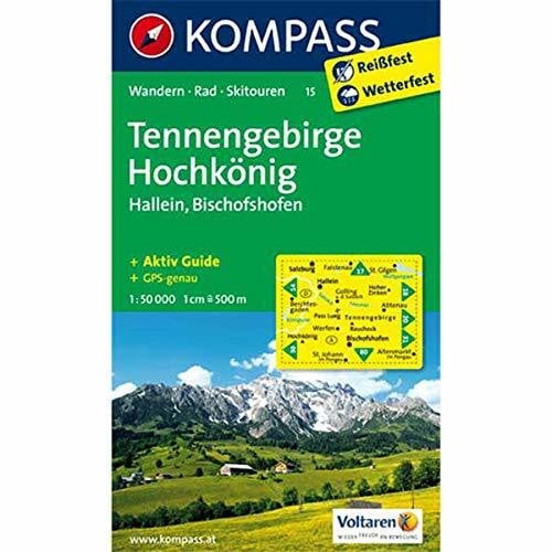 KOMPASS-Karten GmbH Tennengebirge - Hochkönig - Hallein - Bischofshofen: Wanderkarte mit Aktiv Guide, alpinen Skirouten und Radrouten. GPS-genau. 1:50000 (KOMPASS Wanderkarte, Band 15)