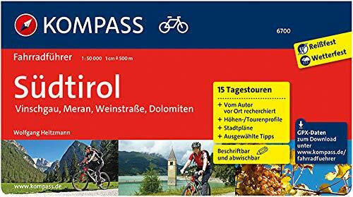 Heitzmann, Wolfgang KOMPASS Fahrradführer Südtirol - Vinschgau, Meran, Weinstraße, Dolomiten: mit Routenkarten im optimalen Maßstab.