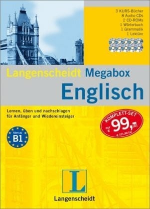 Langenscheidt Megabox Englisch, 3 Kurs-Bücher, 8 Audio-CDs, 2 CD-ROMs, Wörterbuch, Grammatik u. Lektüre: Lernen, üben und nachschlagen für Anfänger und Wiedereinsteiger. Führt zu B1