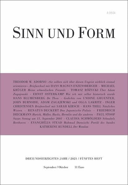 Rundell, Katherine Sinn und Form 5/2021: Beiträge zur Literatur (Sinn und Form: Beiträge zur Literatur)