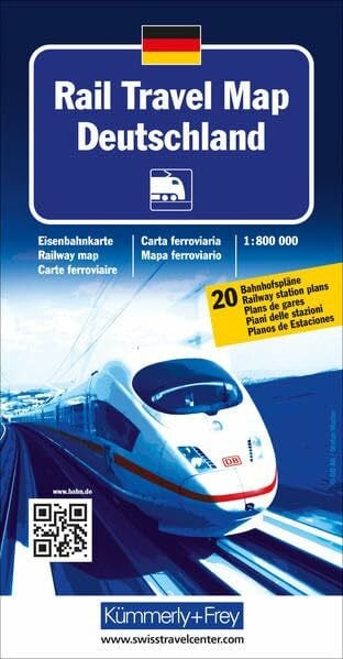 Hallwag Kümmerly+Frey AG Rail Travel Map Deutschland 1:800 000: Eisenbahnkarte mit 20 Bahnhofsplänen (Kümmerly+Frey Thematische Karten)