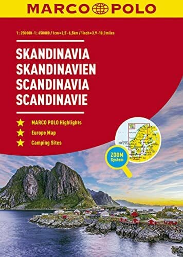 Marco Polo Verlag MARCO POLO Reiseatlas Skandinavien 1:250.000 / 1:650.000: Dänemark, Norwegen, Schweden, Finnland mit Europa 1:4,5 Mio.