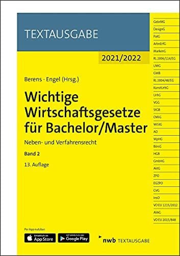 NWB Gesetzesredaktion Wichtige Wirtschaftsgesetze für Bachelor/Master, Band 2: Neben- und Verfahrensrecht (Textausgabe)