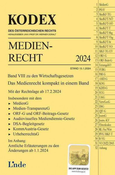 Ciresa, Meinhard KODEX Medienrecht 2024: Wirtschaftsgesetze Band VIII (Kodex Wirtschaftsgesetze)