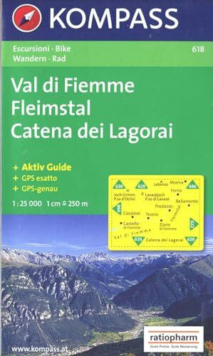 KOMPASS, 618 Fleimstal /Val di Fiemme /Catena dei Lagorai: Wanderkarte mit Kurzführer und Radrouten. GPS-genau. Dt. /Ital. 1:25000 (KOMPASS Wanderkarte, Band 618)