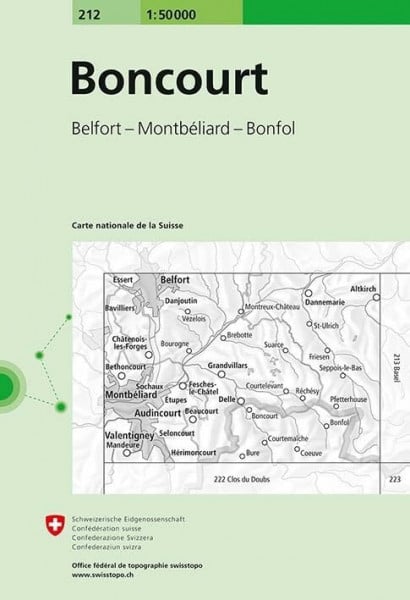 Bundesamt für Landestopografie swisstopo 212 Boncourt: Belfort - Montbéliard - Bonfol (Landeskarte 1:50 000, Band 212)