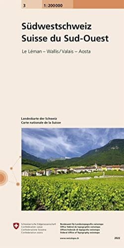 Bundesamt für Landestopografie swisstopo 3 Landeskarte 1:200 000: Südwestschweiz - Suisse du Sud-Ouest (Kleinmassstäbe: 1:200 000 bis 1:1 Mio, Band 3)