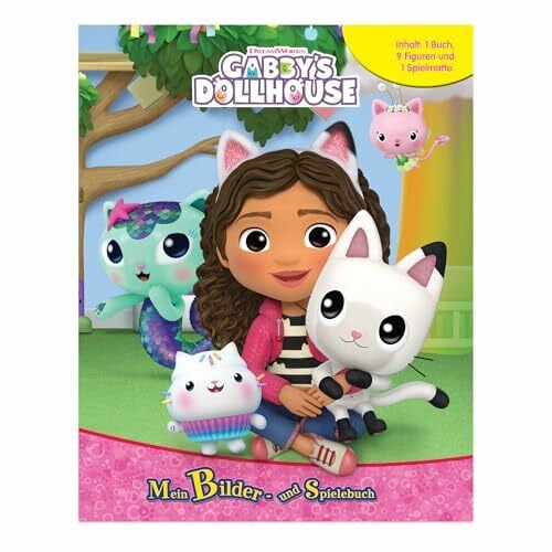 Phidal Publishing Inc. Gabby's Dollhouse Mein Bilder- und Spielebuch - Spiel- und Beschäftigungsbuch, 10-seitiges Buch, 9 Spielfiguren, 1 Spielmatte