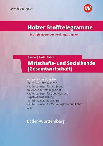 Patzig, Ulrich Holzer Stofftelegramme Baden-Württemberg – Wirtschafts- und Sozialkunde (Gesamtwirtschaft): Kompetenzbereiche I-IV - Industriekauffrau/-mann, Groß- und Außenhandelskauffrau/-mann Aufgabenband
