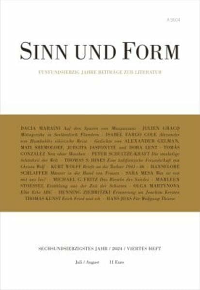 Joas, Hans Sinn und Form 4/2024: Beiträge zur Literatur (Sinn und Form: Beiträge zur Literatur)