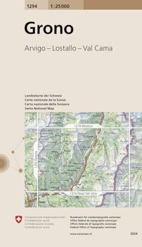 Bundesamt für Landestopografie swisstopo 1294 Grono: Arvigo - Lostallo - Val Cama (Landeskarte 1:25 000, Band 1294)