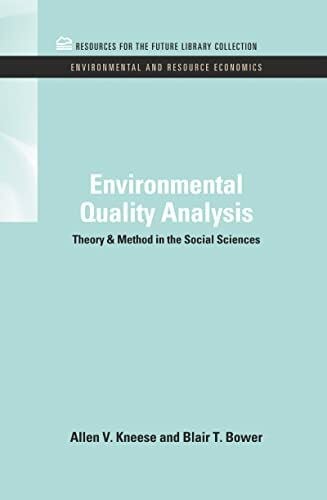 Kneese, Allen V. Environmental Quality Analysis: Theory & Method in the Social Sciences (Resources for the Future Library Collection: Environmental & Resource Economics Set, 4, Band 4)