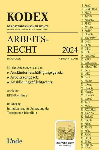 Ercher-Lederer, Gerda KODEX Arbeitsrecht 2024 (Kodex des Österreichischen Rechts)