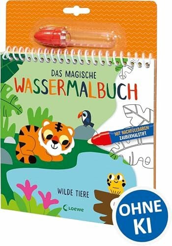 Pidde, Svenja Das magische Wassermalbuch - Wilde Tiere: Male die spannenden Motive mit dem enthaltenen nachfüllbarem Zaubermalstift immer wieder aus! - Für Kinder ab 3 Jahren