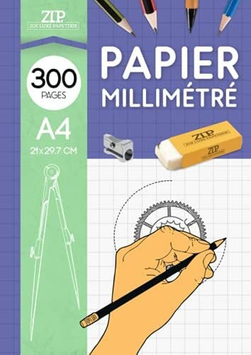 Papeterie, Zoe Luxe Papier Millimétré A4: Feuilles à Dessin 300 Pages 21x27.9 cm - Carnet Dessin Croquis Millimétré Professionnel et Scolaire Pour Enfant et Adulte