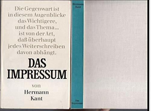 Hermann Kant Das Impressum.