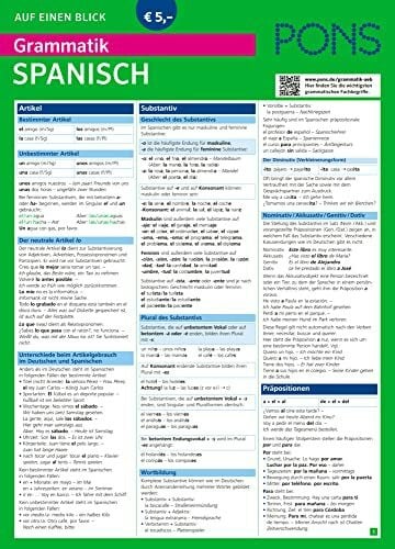 PONS Grammatik auf einen Blick Spanisch: Alle wichtigen grammatischen Themen auf einen Blick (PONS Auf einen Blick)