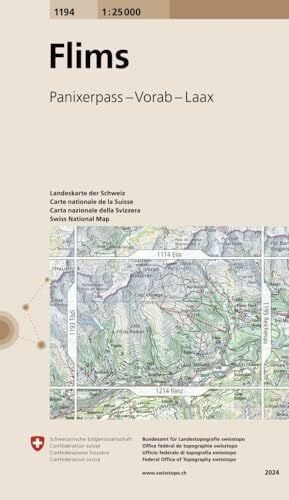 Bundesamt für Landestopografie swisstopo 1194 Flims: Panixerpass - Vorab - Laax (Landeskarte 1:25 000, Band 1194)