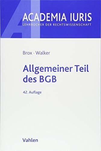 Walker, Wolf-Dietrich Allgemeiner Teil des BGB
