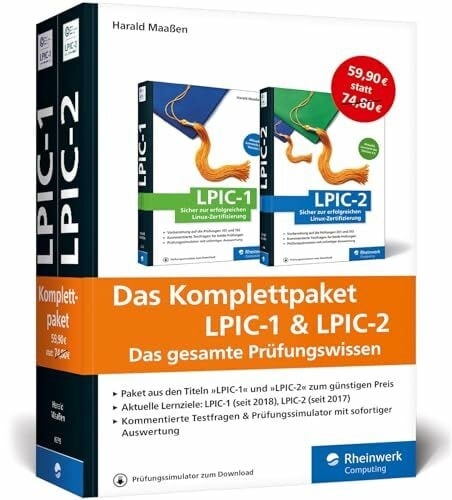 Maaßen, Harald Das Komplettpaket LPIC-1 u. LPIC-2: Umfassendes Wissen und Übungen zu den aktuellen Prüfungszielen (Ausgabe 2018)