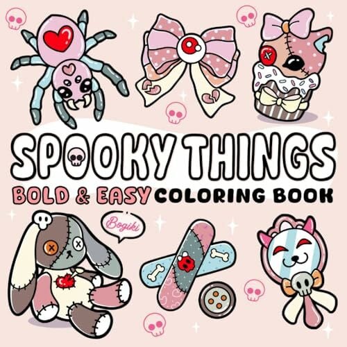 Publishing, BOGIKI Spooky Things: Fun and Spooky Coloring Pages with Bold Designs and Adorable Creatures for Relaxation and Stress Relief