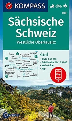 KOMPASS-Karten GmbH KOMPASS Wanderkarte 810 Sächsische Schweiz, Westliche Oberlausitz 1:50.000: 4in1 Wanderkarte mit Aktiv Guide und Detailkarten inklusive Karte zur ... in der KOMPASS-App. Fahrradfahren. Reiten.