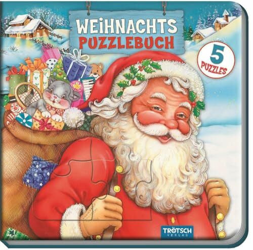 Trötsch Verlag Weihnachts-Puzzlebuch: 5 Puzzles mit Farbvorlage