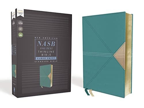 Zondervan NASB, Thinline Bible, Large Print, Leathersoft, Teal, Red Letter, 1995 Text, Comfort Print