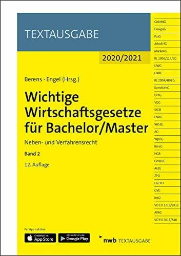 NWB Gesetzesredaktion Wichtige Wirtschaftsgesetze für Bachelor/Master, Band 2: Neben- und Verfahrensrecht (Textausgabe)