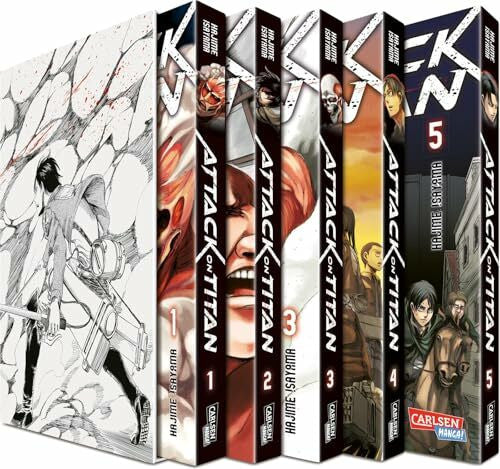 Isayama, Hajime Attack on Titan, Bände 1-5 im Sammelschuber mit Extra: Fantasy-Action-Manga ab 16 Jahren über den Kampf gegen menschenfressende Titanen