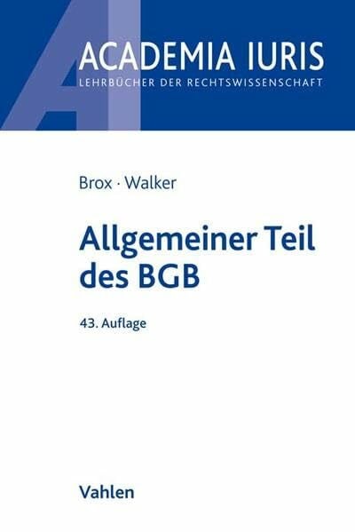 Walker, Wolf-Dietrich Allgemeiner Teil des BGB