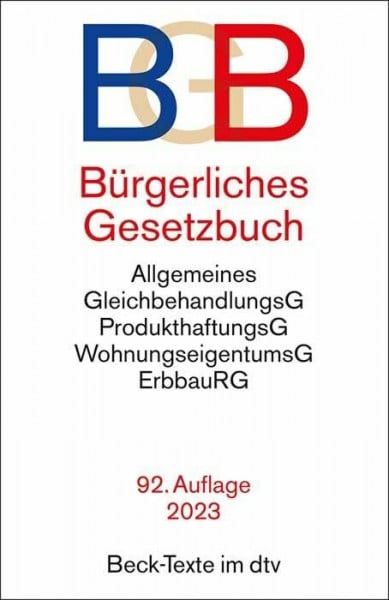 Köhler, Prof. Dr. Helmut Bürgerliches Gesetzbuch: mit Allgemeinem Gleichbehandlungsgesetz, Produkthaftungsgesetz, Unterlassungsklagengesetz, Wohnungseigentumsgesetz, ... und Erbbaurechtsgesetz (Beck-Texte im dtv)