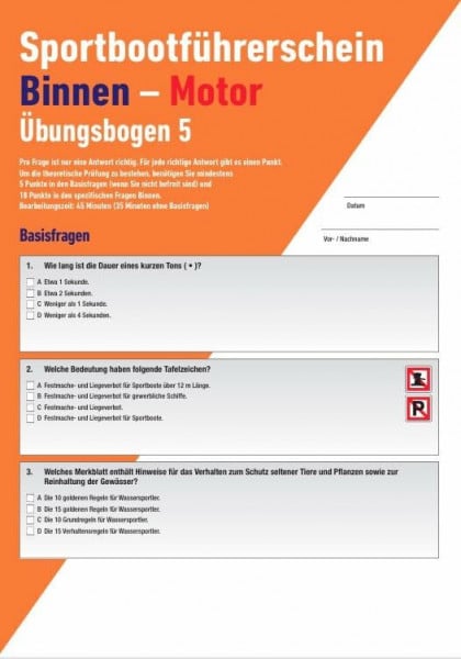 Übungsbogen Sportbootführerschein Binnen - Motor: 15 Frage- und Antwortbogen. Zur Vorbereitung auf die Prüfung 'Item Cover May Vary'