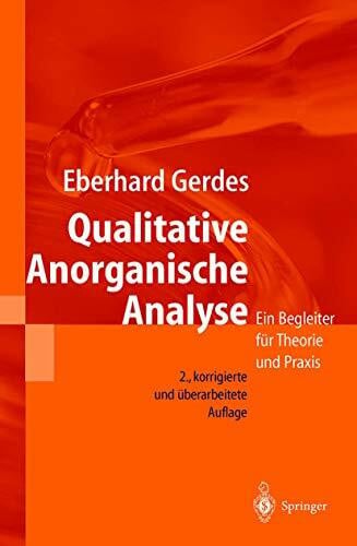 Gerdes, Eberhard Qualitative Anorganische Analyse: Ein Begleiter Für Theorie Und Praxis