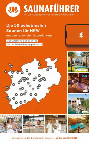 Druck- und Verlagshaus Wiege GmbH - Verlag Edition 1.6 Best of Saunaführer - Die 50 beliebtesten Saunen für NRW: mit 2:1-Gutscheinen für Nordrhein-Westfalen (Der Saunaführer: Die regionalen Saunaführer mit Gutscheinen)