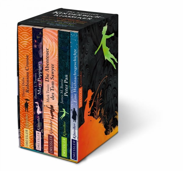Defoe, Daniel Die schönsten Kinderbuchklassiker: Limitierte Ausgabe im Taschenbuch-Schuber. Enthält 'Robinson Crusoe', 'Mary Poppins', 'Die Abenteuer des Tom ... Sawyer, Peter Pan, Eine Weihnachtsgeschichte