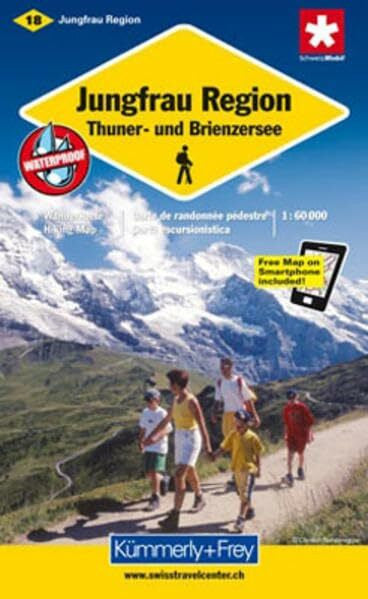 Hallwag Kümmerly+Frey AG Jungfrau-Region, Thuner- und Brienzersee Wanderkarte Nr. 18: 1:60 000, waterproof, Freemap on Smartphone included (Kümmerly+Frey Wanderkarte 1:60.000, Band 18)