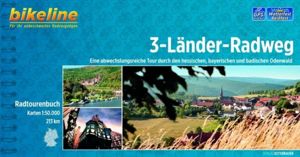Esterbauer Verlag Bikeline 3-Länder Radweg (Odenwald): Eine abwechslungsreiche Tour durch den hessischen, bayerischen und badischen Odenwald 212 km. Radtourenbuch 1 : 50 000, wetterfest/reißfest, GPS-Tracks Download
