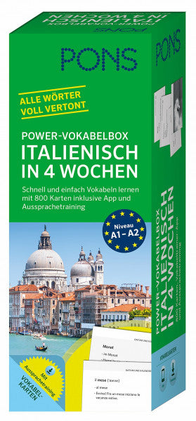PONS Power-Vokabelbox Italienisch - Schnell und einfach Vokabeln lernen mit 800 Karten inklusive App und Aussprachetraining