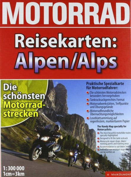Motorrad-Reisekarte Alpen 1:300.000