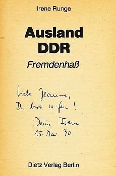 Runge, Irene Ausland DDR. Fremdenhass