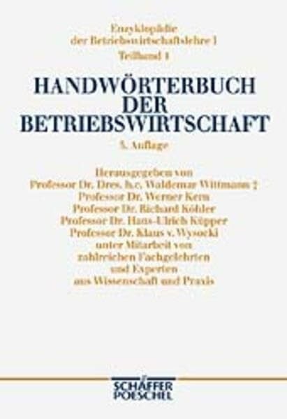 Wysocki, Klaus von Handwörterbuch der Betriebswirtschaft (Enzyklopädie der Betriebswirtschaftslehre (EdBWL))