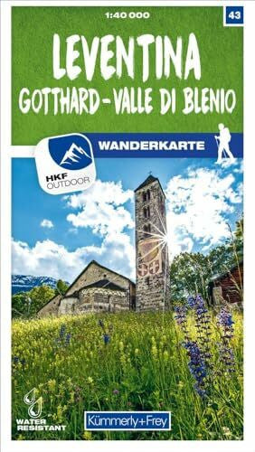 Hallwag Kümmerly+Frey AG Kümmerly+Frey Wanderkarte 43 Leventina 1:40.000: Mit Gotthard und Valle di Blenio. Wetterfest, matt laminiert und mit free Download (Kümmerly+Frey Wanderkarte 1:60.000, Band 43)