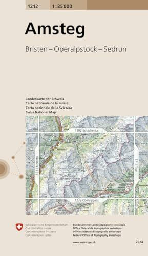 Bundesamt für Landestopografie swisstopo 1212 Amsteg: Bristen - Oberalpstock - Sedrun (Landeskarte 1:25 000, Band 1212)